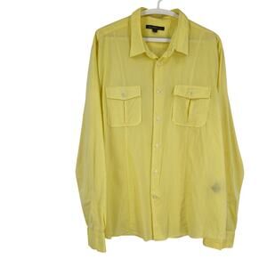 John Varvatos Mens Shirt Yellow Cotton Button Down Long Sleeve Lightweight XXL